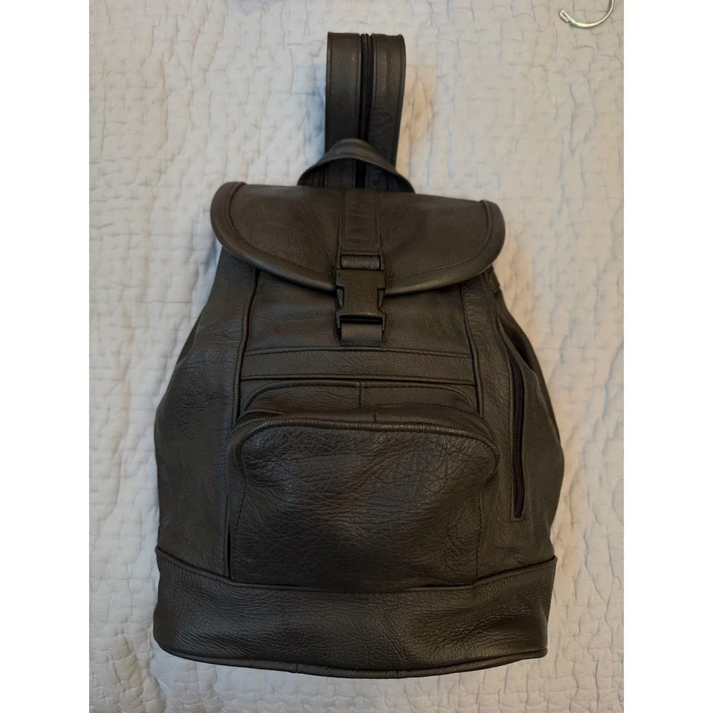 Black Genuine Leather  Backpack